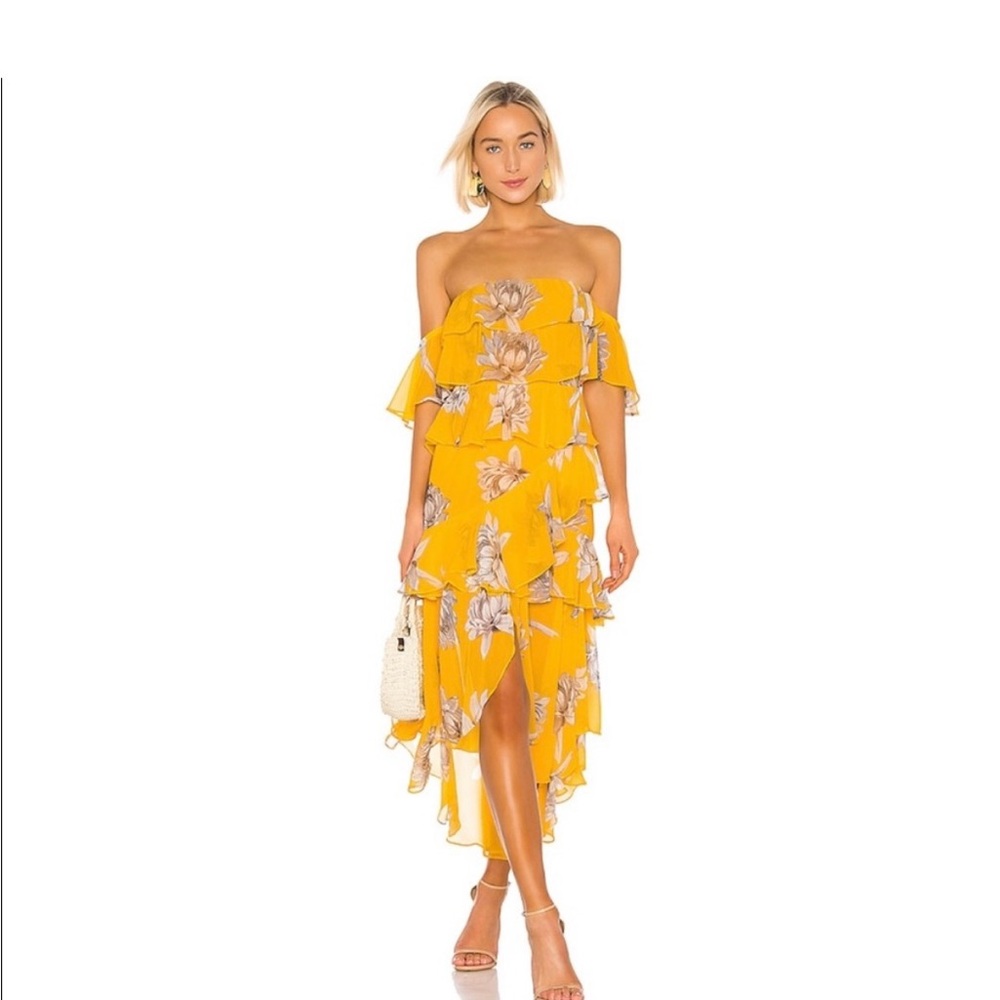 Misa Los Angeles floral print ruffle midi dress